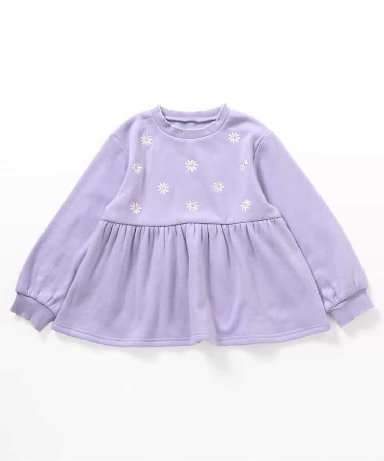 WEB限定 裏シャギーペプラム刺繍トレーナー