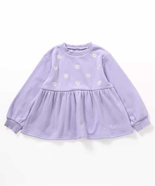 WEB限定 裏シャギーペプラム刺繍トレーナー