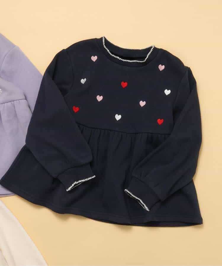 WEB限定 裏シャギーペプラム刺繍トレーナー