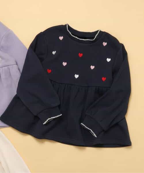 WEB限定 裏シャギーペプラム刺繍トレーナー