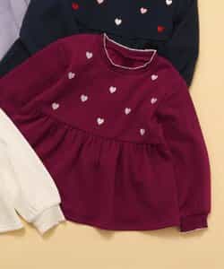 WEB限定 裏シャギーペプラム刺繍トレーナー