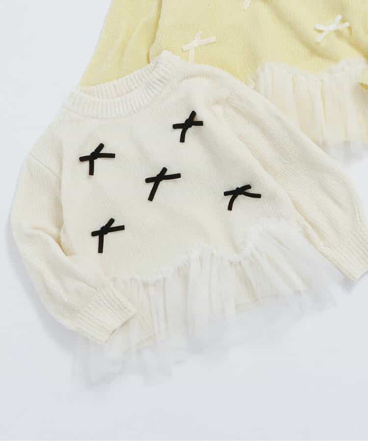 ペプラムチュールリボンニット