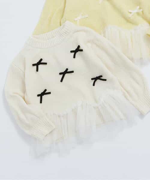 ペプラムチュールリボンニット