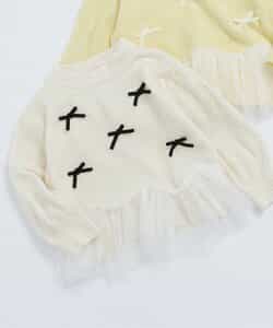 ペプラムチュールリボンニット