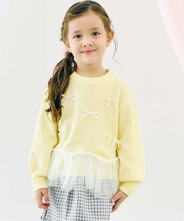 ペプラムチュールリボンニット