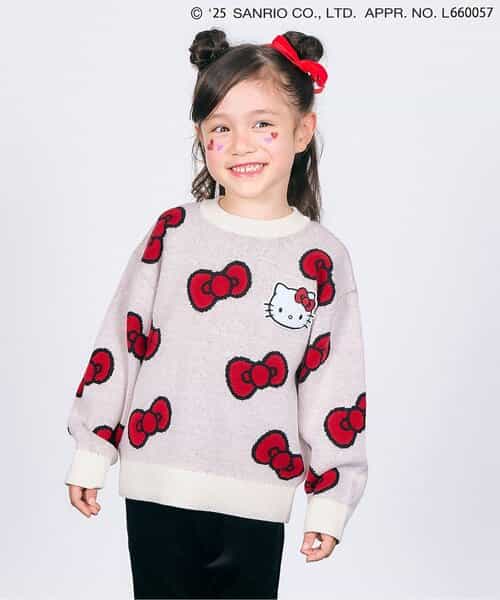 「ハローキティ」リボンジャカードニット
