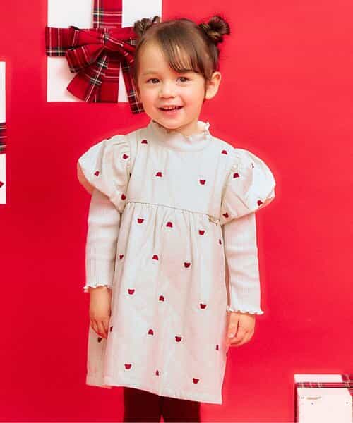 tiny bear キルト刺繍ワンピース