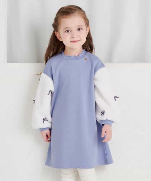 ★SALE★【あったか】ファーリボン裏シャギーワンピース