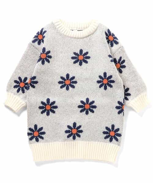 WEB限定 フラワー・ハートニットワンピース_マシンウォッシャブル