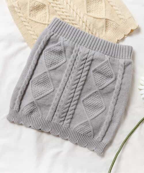 ★SALE★インパンツ付きケーブルニットスカート