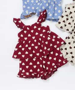 ハート・フラワージャガードビスチェ＆フリルショートパンツセット