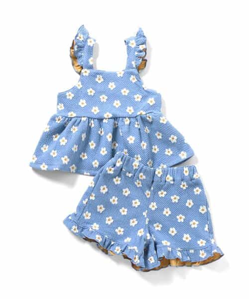 ハート・フラワージャガードビスチェ＆フリルショートパンツセット  ショート丈