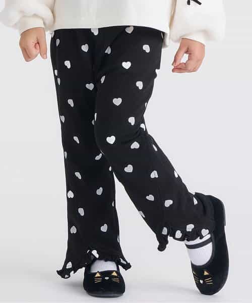 ハート・花柄裾フリルきゅんパンツ  10分丈_あったか