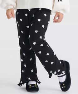 ★タイムセール★ハート・花柄裾フリルきゅんパンツ  10分丈_あったか