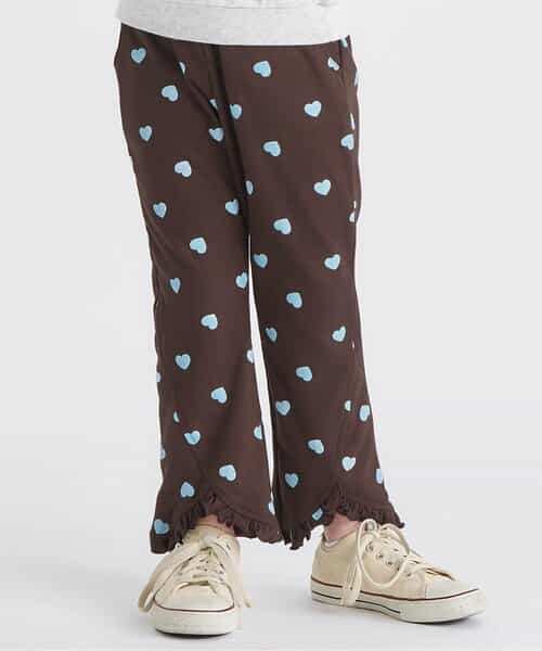 ハート・花柄裾フリルきゅんパンツ  10分丈_あったか