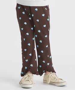 ★タイムセール★ハート・花柄裾フリルきゅんパンツ  10分丈_あったか