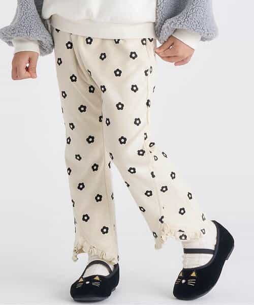 ハート・花柄裾フリルきゅんパンツ  10分丈_あったか