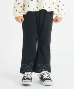 WEB限定 裏起毛リボンスリットカットソーパンツ 10分丈