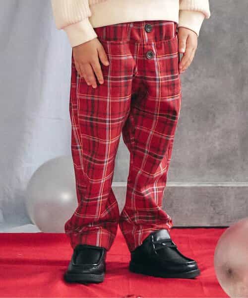 【リンク】フロントボタンチェックパンツ  10分丈