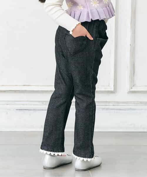 裏起毛ハート・お花ポケットフレアきゅんパンツ  10分丈