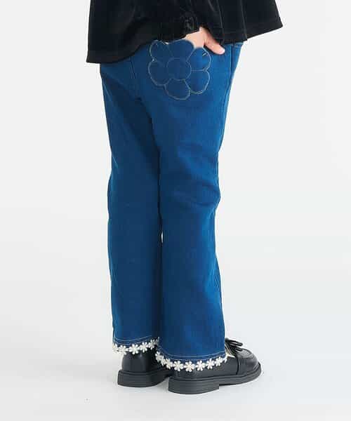 裏起毛ハート・お花ポケットフレアきゅんパンツ  10分丈