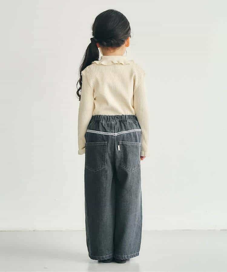 ラインレースデニムパンツ  10分丈_993578