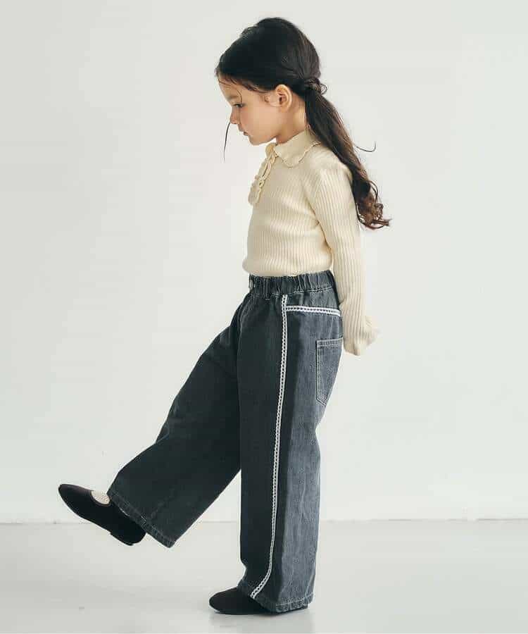 ラインレースデニムパンツ  10分丈_993579