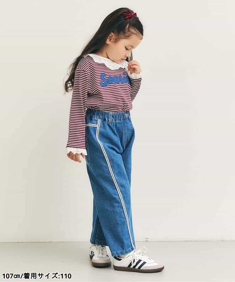 ラインレースデニムパンツ  10分丈_993588