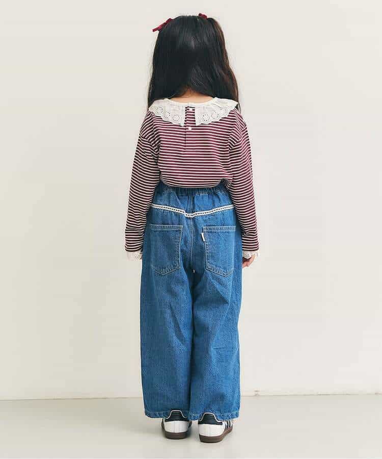 ラインレースデニムパンツ  10分丈_993589