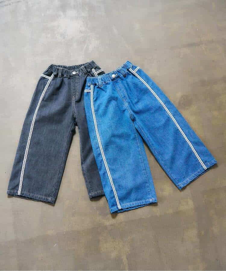 ラインレースデニムパンツ  10分丈_993592