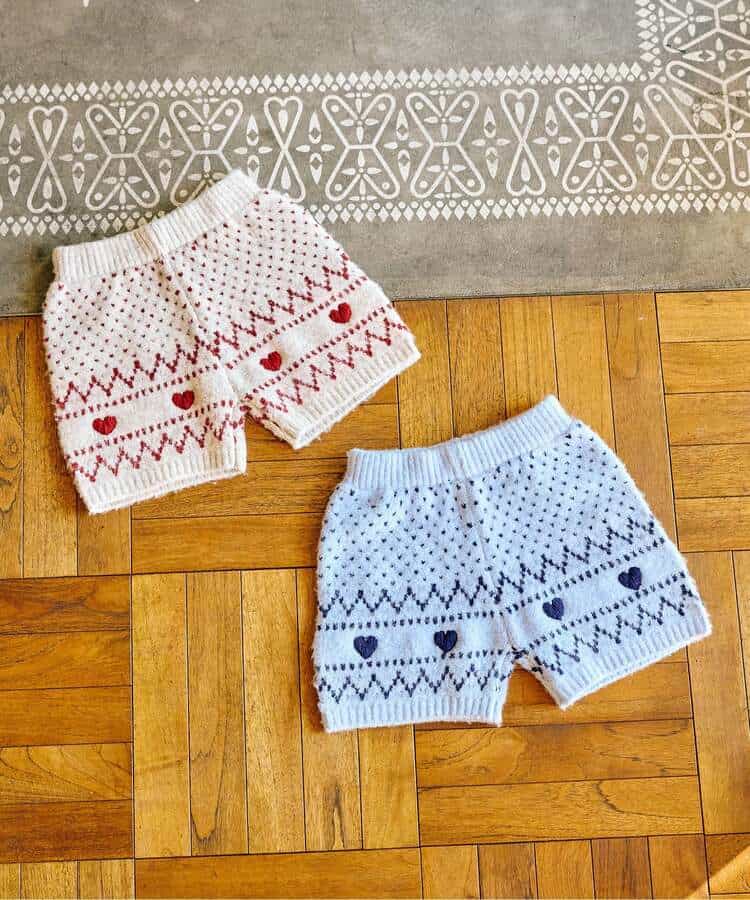 【洗濯機で洗える】ハートノルディックニットパンツ  ショート丈(セットアップ可)_998117