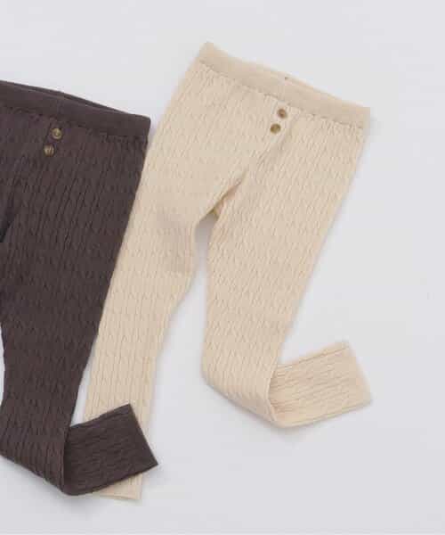 ケーブルニットレギンス_マシンウォッシャブル  10分丈