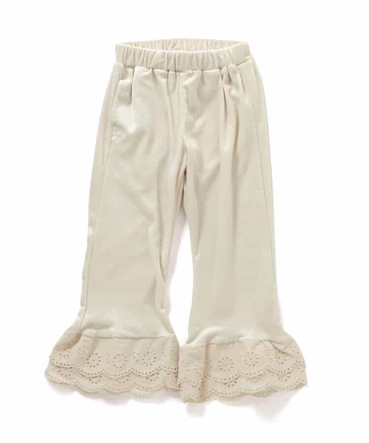 レースフリルベロアパンツ  10分丈