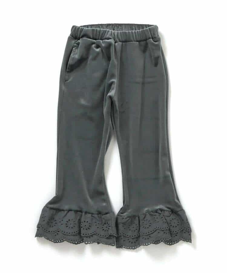 レースフリルベロアパンツ  10分丈