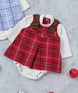 ★SALE★【リンク】肩リボンチェックカバーオール