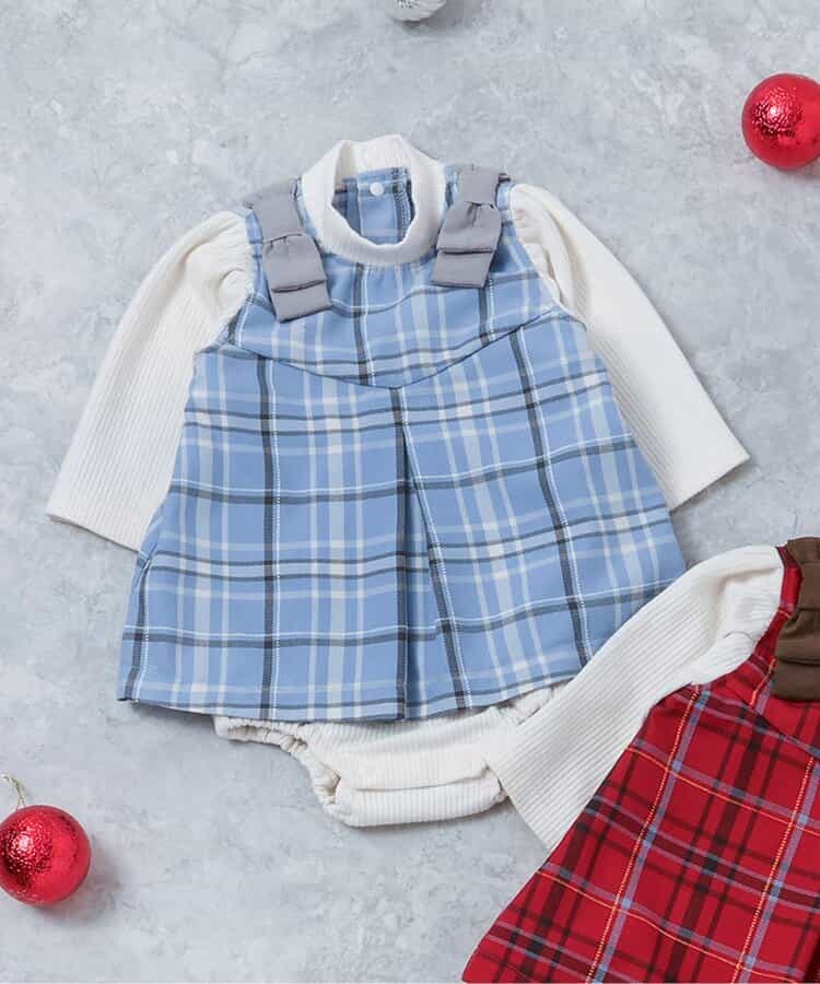 【リンク】肩リボンチェックカバーオール