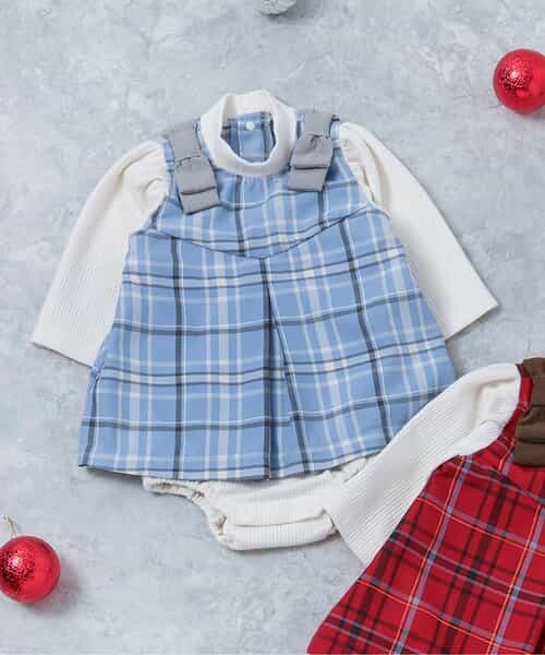 【リンク】肩リボンチェックカバーオール