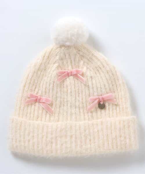 リボンベビーニット帽_マシンウォッシャブル