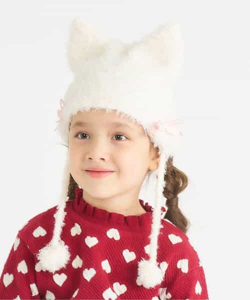 ねこちゃん耳当て付きキャップ