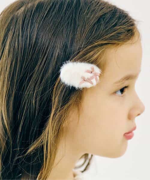 ファーリボンヘアクリップ