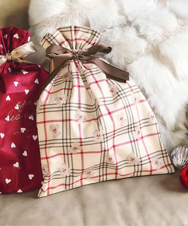 tiny bear・ハート柄ギフト巾着（M）【セルフラッピングにおすすめ】