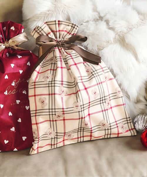 tiny bear・ハート柄ギフト巾着（M）【セルフラッピングにおすすめ】