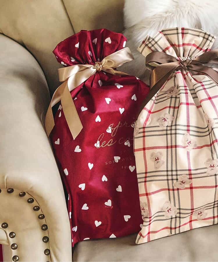 tiny bear・ハート柄ギフト巾着（M）【セルフラッピングにおすすめ】