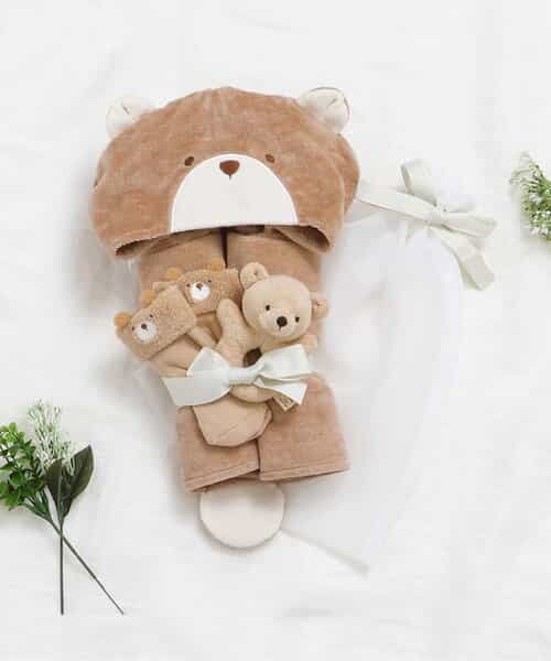 【ベビーギフト】お風呂上りに大活躍！くまさんバスポンチョ　ギフトセット